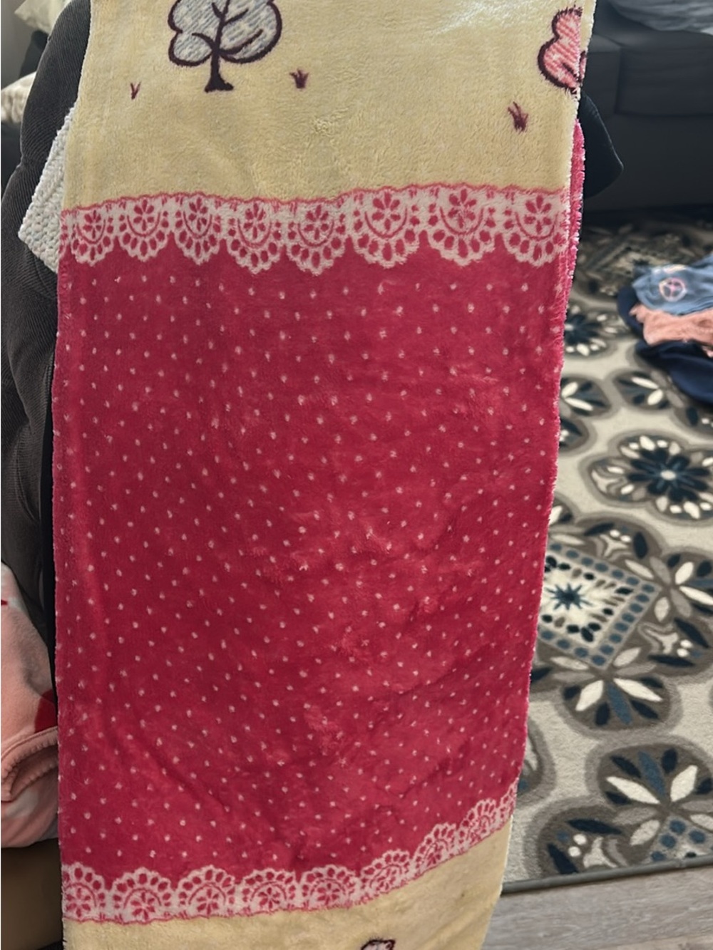 Pink and Cream Polka Dot Plush Throw Blanket